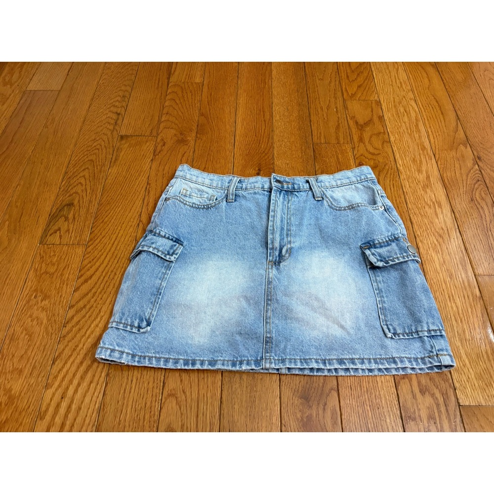 Altar'd State Womens Light Wash Denim Cargo Mini Skirt SP-S7529LV-25 Size M